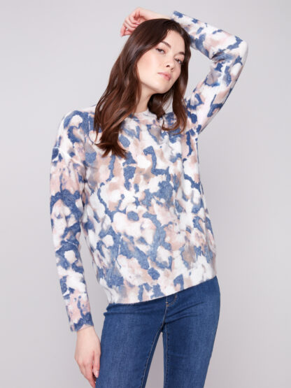 Charlie B Printed Reversible Drop Shoulder Sweater- Romantic . Charlie B Style: C2546-918A-P862 Reversed