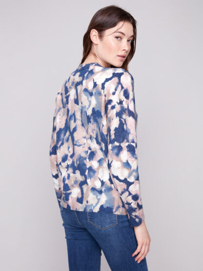 Charlie B Printed Reversible Drop Shoulder Sweater- Romantic . Charlie B Style: C2546-918A-P862 Back