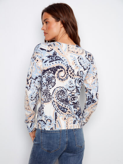 Charlie B Drop Shoulder Sweater- Rococo . Charlie B Style: C2668PR-464A-P813 Back
