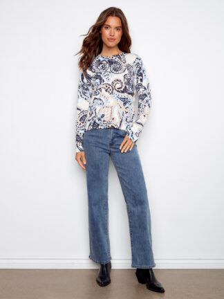 Charlie B Drop Shoulder Sweater- Rococo . Charlie B Style: C2668PR-464A-P813