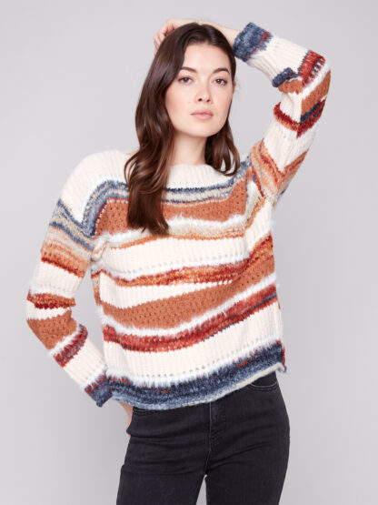 Charlie B Patchwork Sweater- Sepia