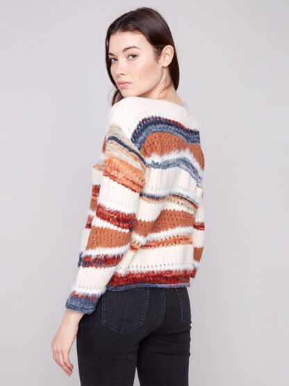 Charlie B Patchwork Sweater- Sepia - Image 2