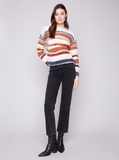 Charlie B Patchwork Sweater- Sepia - Image 3