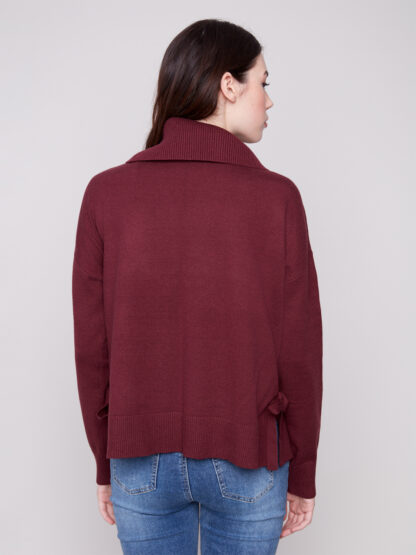 Charlie B Cowl Neck Sweater- Cabernet . Charlie B Style: C2903-974A-667 Back