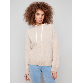 Charlie B Hoodie Sweater- Sesame . Charlie B Style: C2908-366B-967 . Front