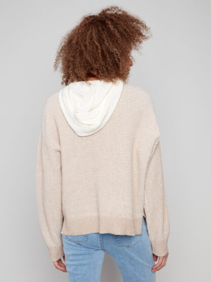 Charlie B Hoodie Sweater- Sesame . Charlie B Style: C2908-366B-967 .Back