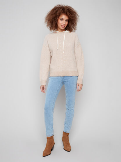 Charlie B Hoodie Sweater- Sesame . Charlie B Style: C2908-366B-967