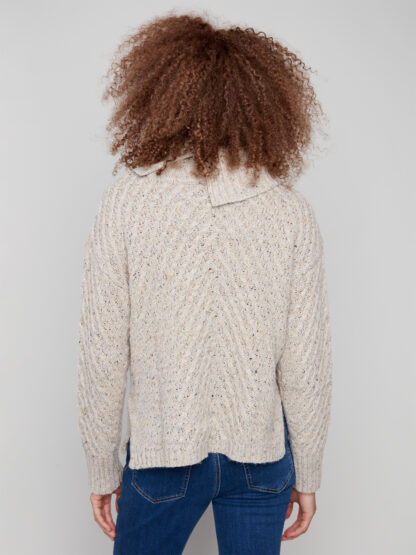 Charlie B Diagonal Cable Sweater- H-Oat . Charlie B Style: C2914-969B-905 Back