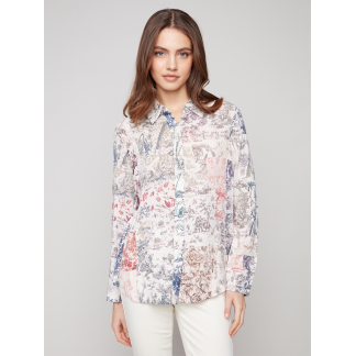 Charlie B Button Up Shirt- Frame . Charlie B Style: C4252Y-634A-P979 Front