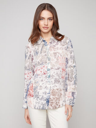 Charlie B Button Up Shirt- Frame . Charlie B Style: C4252Y-634A-P979 Front