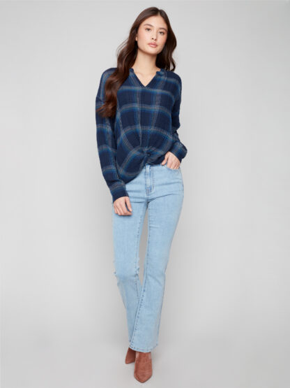 Charlie B Double Gauze Blouse- Lapis . Charlie B Style: C4625-305C-P138