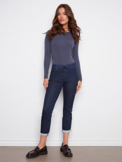 Charlie B Knit Jogger- Blue Black - Image 3