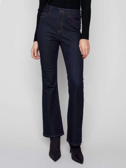 Charlie B Bootcut Stretch Denim Pant- Deep Blue . Charlie B Style: C5533R-437C-910 Front