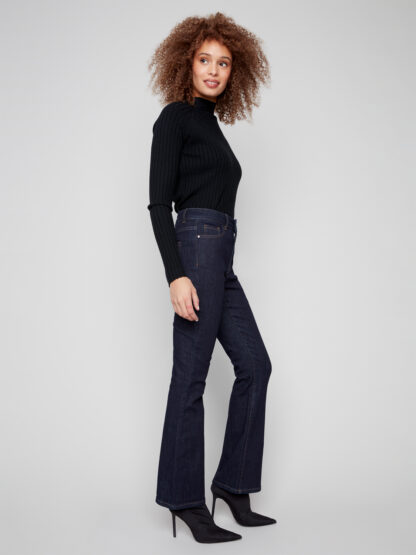 Charlie B Bootcut Stretch Denim Pant- Deep Blue . Charlie B Style: C5533R-437C-910 Side