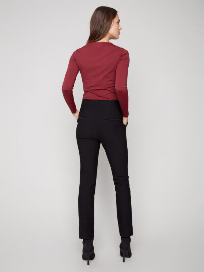Charlie B Gusty Crepe Slim Dressy Pant- Black . Charlie B Style: C5578R-049C-001 Rear