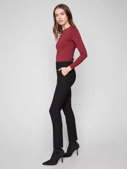 Charlie B Gusty Crepe Slim Dressy Pant- Black . Charlie B Style: C5578R-049C-001 Side