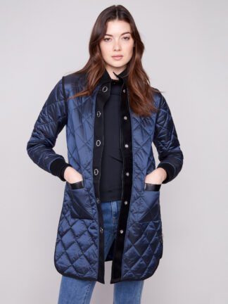 Charlie B Reversible Quilter Puffer Jacket- Navy