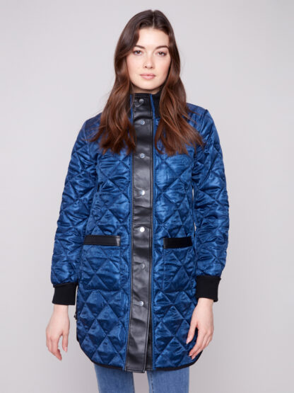 Charlie B Reversible Quilter Puffer Jacket- Navy - Image 2