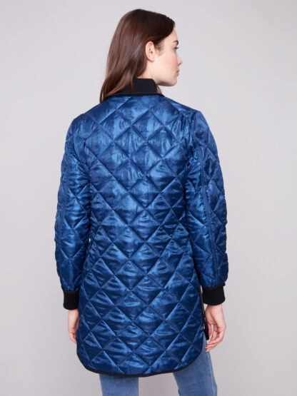 Charlie B Reversible Quilter Puffer Jacket- Navy - Image 4