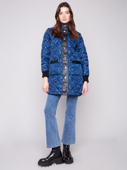Charlie B Reversible Quilter Puffer Jacket- Navy - Image 6