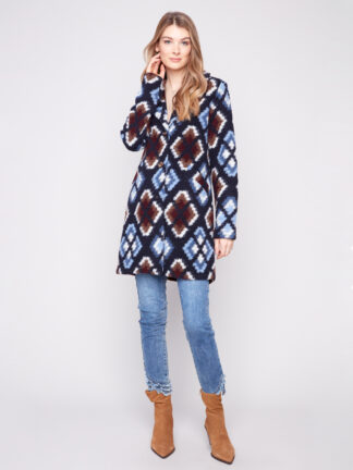 Charlie B Plushy Knit Long Jacket- Twilight . Charlie B Style: C6346R-642B-P950