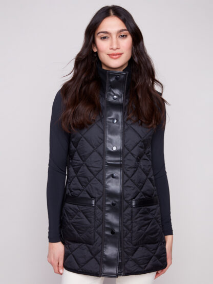 Charlie B Iridescent Reversible Vest- Spruce . Charlie B Style: C6385-135B-531 Front 2