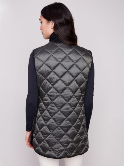 Charlie B Iridescent Reversible Vest- Spruce . Charlie B Style: C6385-135B-531 . Back 1