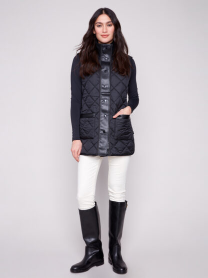 Charlie B Iridescent Reversible Vest- Spruce . Charlie B Style: C6385-135B-531 . Wide 2