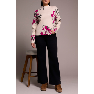 Tribal Funnel Neck Sweater- Pink Flambe. Tribal Style: 1542O-8012-1416