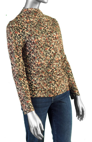 Liverpool Pleated Knit Top- Multi Geo ikat . Liverpool Style: LM8J10PK1P86