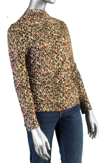 Liverpool Pleated Knit Top- Multi Geo ikat . Liverpool Style: LM8J10PK1P86