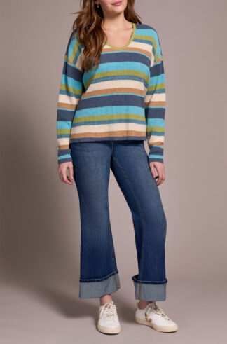 Tribal U Neck Sweater- Wasabi . Tribal Style: 2254O-576-0802
