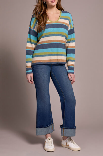 Tribal U Neck Sweater- Wasabi . Tribal Style: 2254O-576-0802