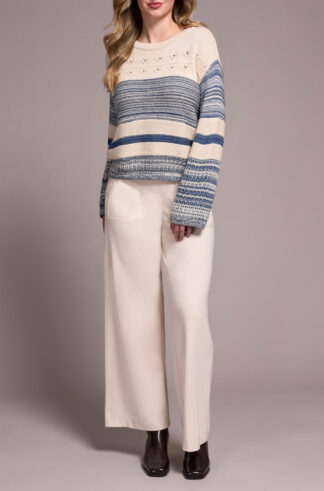 Tribal Long Bell Sleeve Sweater-  Slate Blue . Tribal Style: 2326O-8131-2637