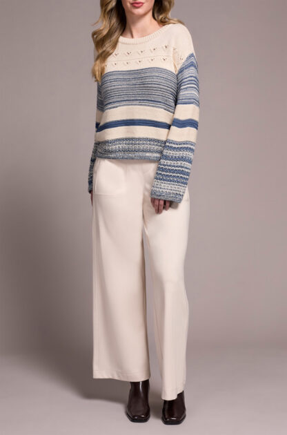 Tribal Long Bell Sleeve Sweater-  Slate Blue . Tribal Style: 2326O-8131-2637