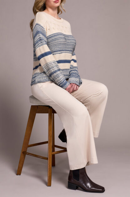 Tribal Long Bell Sleeve Sweater-  Slate Blue . Tribal Style: 2326O-8131-2637 Side