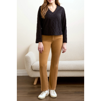 Tribal Long Sleeve V Neck Top- Black . Tribal Style: 2329O-8318-0002