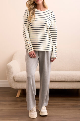 Tribal Crew Neck Top with Buttons- Moonstone . Tribal Style: 2363O-8348-3111