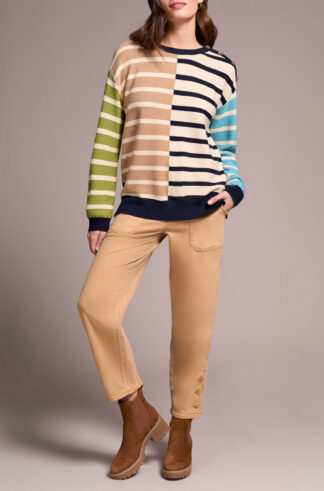 Tribal Button Detail Sweater- Ice Latte . Tribal Style: 2364O-8307-3265