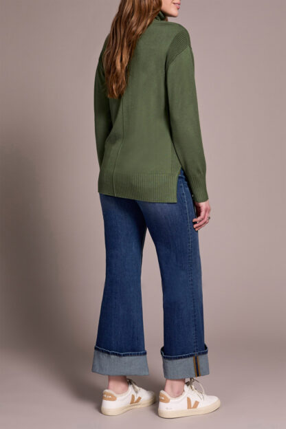 Tribal Turtle Neck Sweater- Chive . Tribal Style: 2395O-8359-2400 Back