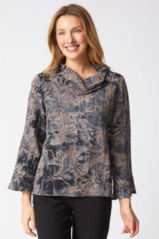 Habitat Express Floral Foliage Cowl Top- Truffle . Habitat Style: 33922 TRF