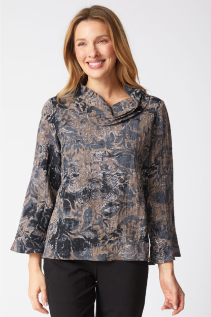 Habitat Express Floral Foliage Cowl Top- Truffle . Habitat Style: 33922 TRF