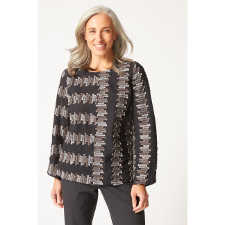 Habitat Embroidered Button Back Pullover- Black . Habitat Style: 49232