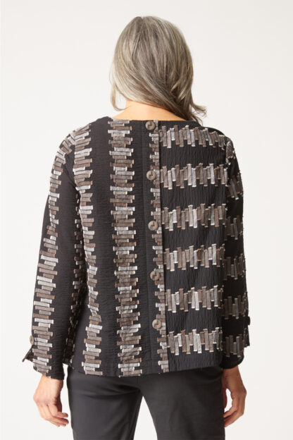 Habitat Embroidered Button Back Pullover- Black . Habitat Style: 49232 Back