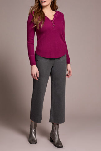 Tribal Henley Top with buttons- Heather Plum wine . Tribal Style: 5899O-5159-3274
