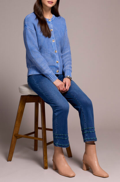 Tribal Sweater Cardigan- Ultra Blue . Tribal Style: 5904O-4632-2421 Side