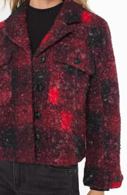 Liverpool Boxy Shacket- Red and Black Buffalo Check. Liverpool Style: LM1B17C84 Close Up