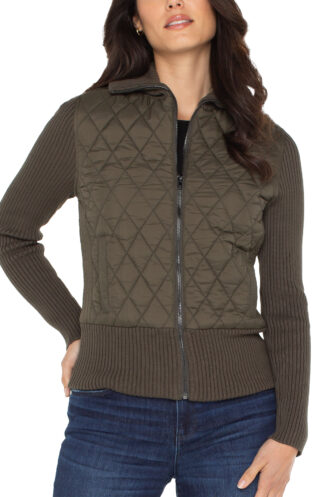 Liverpool Zip Front Sweater- Forest Green . Liverpool Style: LM1C26SW53 FSN