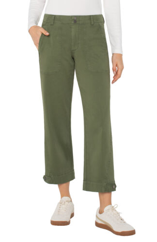 Liverpool Utility Crop with Tab Hem- Forest Shade . Liverpool Style: LM7949L12