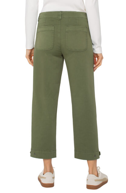 Liverpool Utility Crop with Tab Hem- Forest Shade . Liverpool Style: LM7949L12 Rear